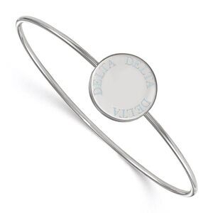 Sterling Silver Delta Delta Delta Enamel Blue Letters Bangle - 7 in.
